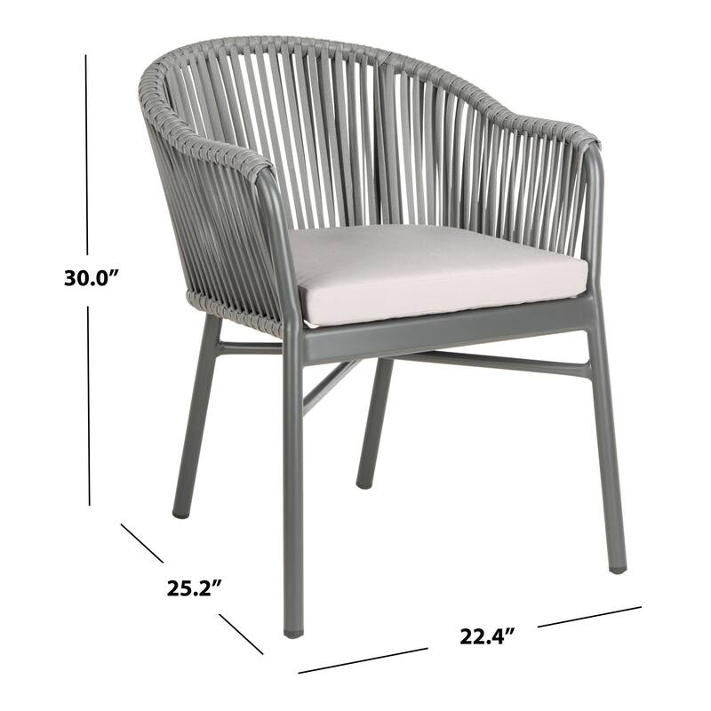 SAFAVIEH Outdoor Abril Rope Chair - Grey (Set of 2) - 22Wx25Dx30H