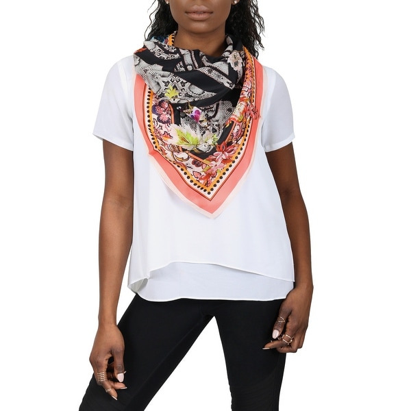 Roberto Cavalli C3602C800 515 Coral Animal Print Scarf - 35-35. Opens flyout.
