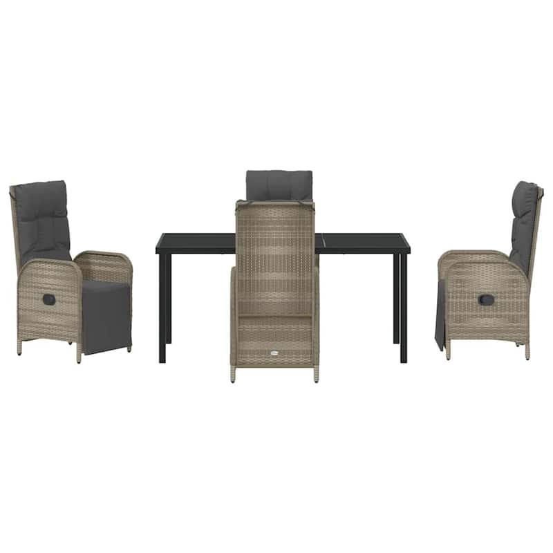 vidaXL Garden Dining Set with Cushion Grey Poly Rattan