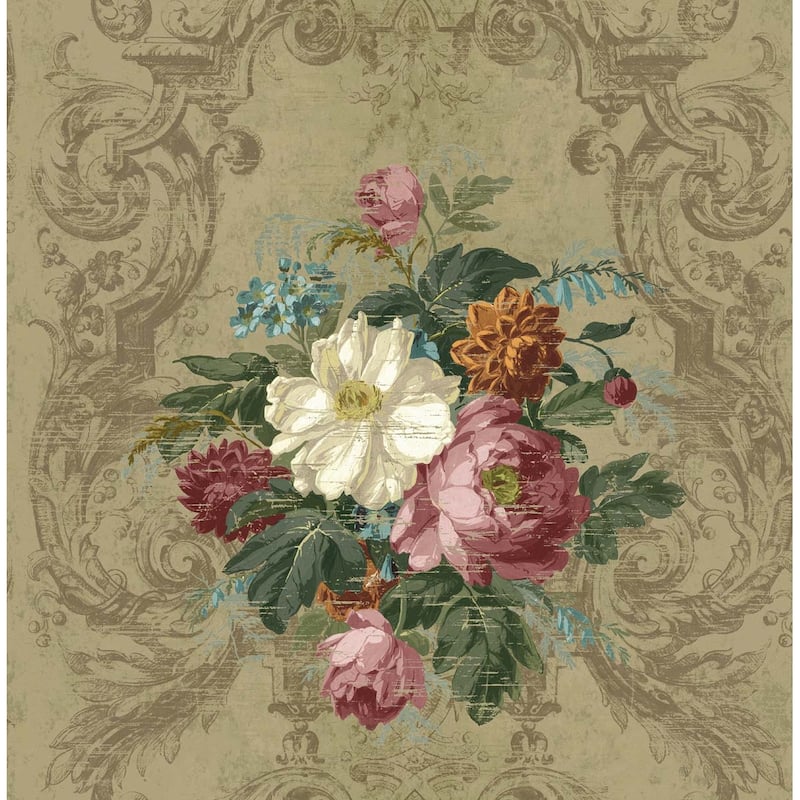 Seabrook Designs Foust Framed Floral Unpasted Wallpaper