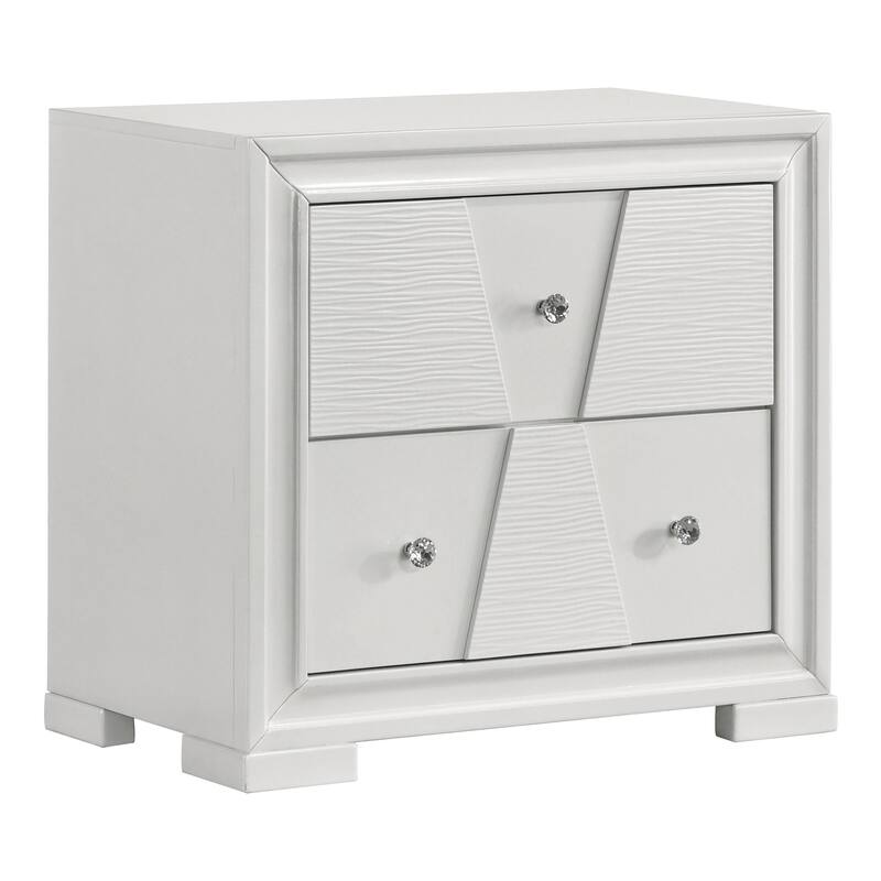 Furniture of America Watella Modern White Solid Wood 2-Drawer Nightstand