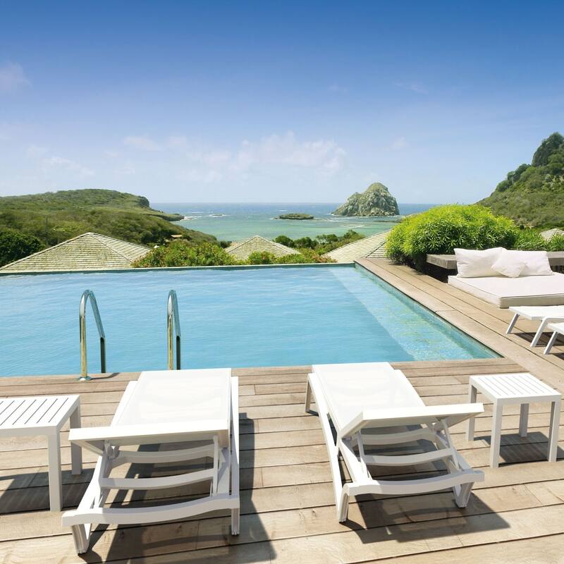 18" White Patio Square Resin Side Table with Drain Hole