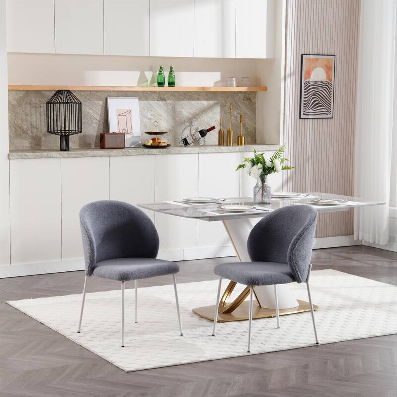 Modern 2 Piece Kitchen Dining Chair with Adjustable Foot Pads, Iron