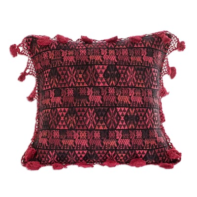 Novica Handmade Coban Culture In Cherry Cotton Cushion Cover
