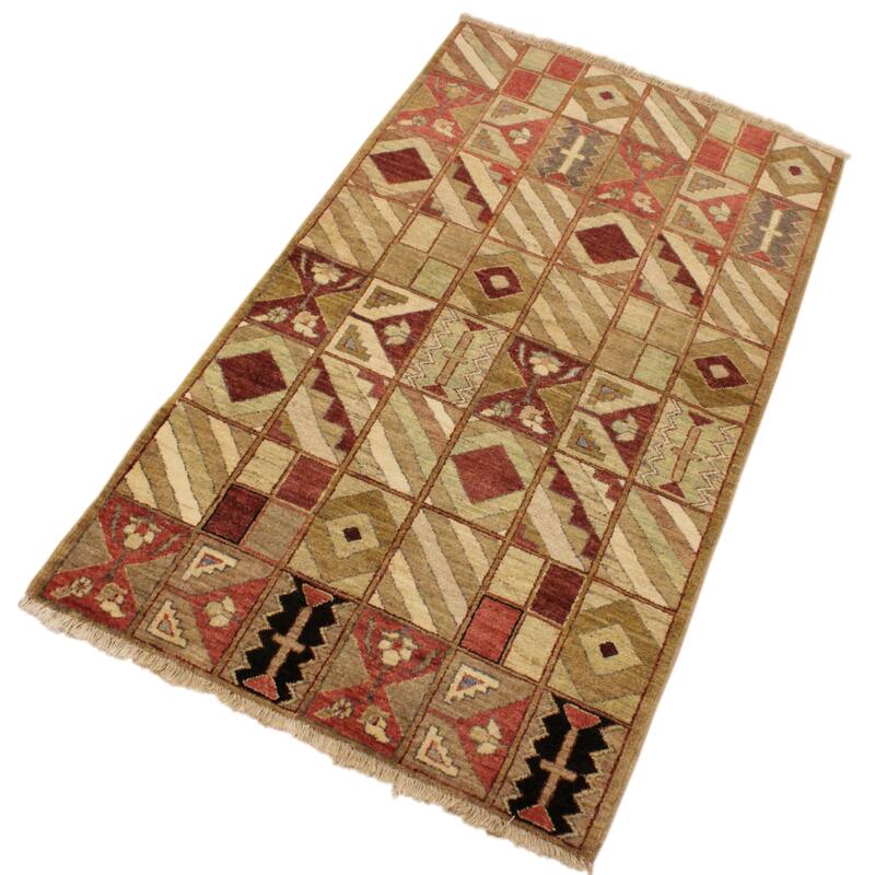 Rustica Mosaic Gabbeh Hand-Knotted Wool Area Rug
