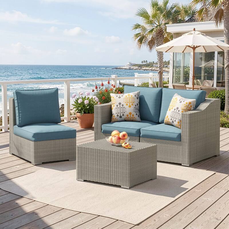 Corvus Martinka 4-Piece Outdoor Wicker Seating Set with Aluminum Frame