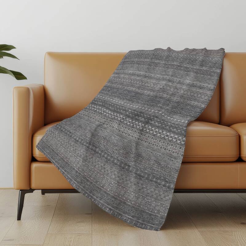 Premium Machine Washable Boho Stripes Sherpa Throw Blanket