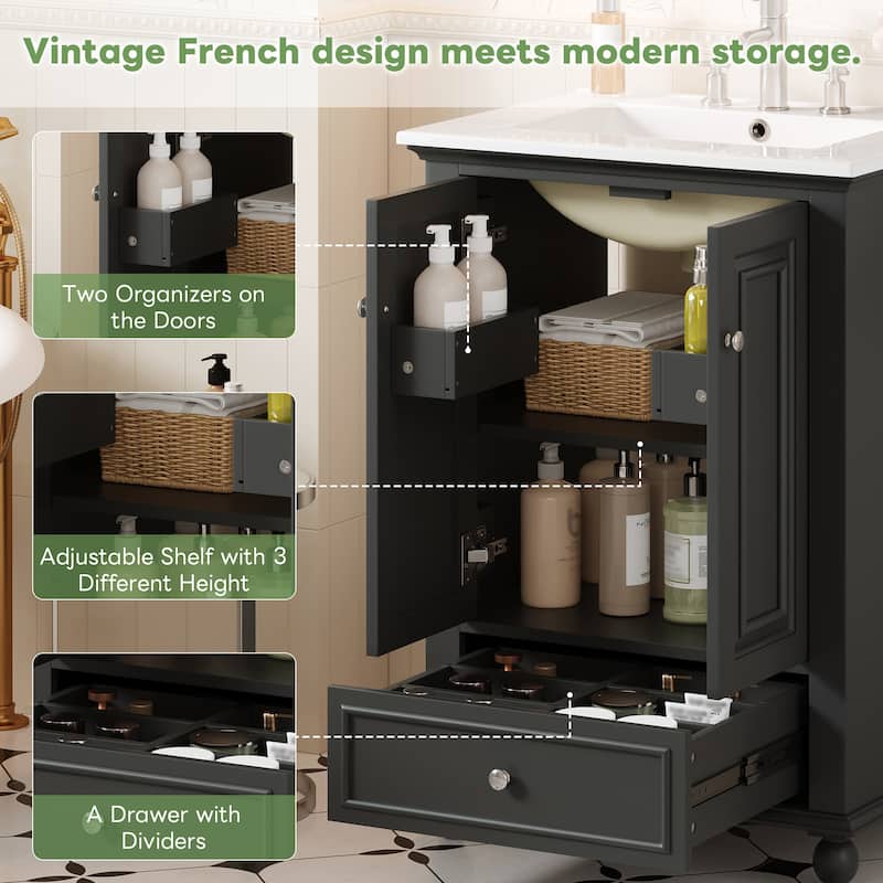 Soft Closing Doors Bathroom Vanity Cabinet with Ceramic Sink