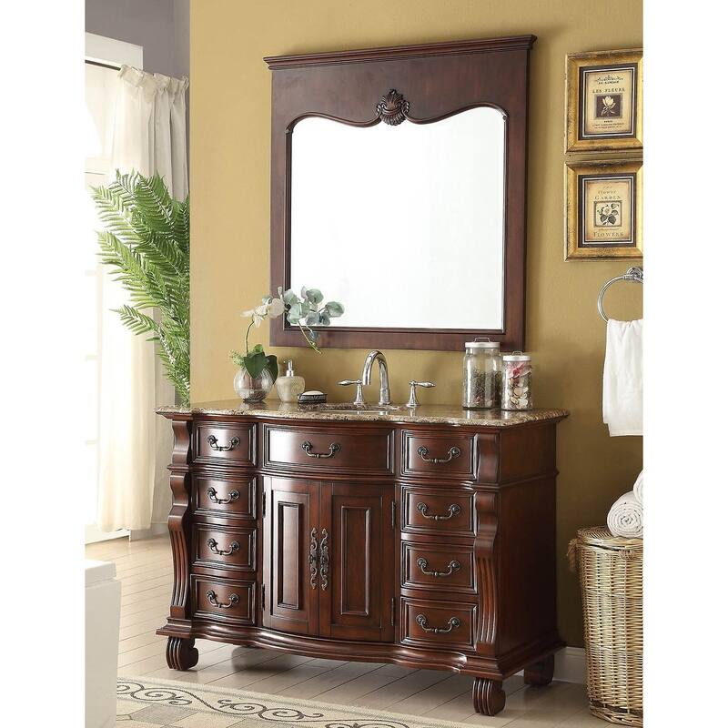 50" Benton Collection Hopkinton Colonial Bathroom Vanity - Cherry Finish - Brown - Single Vanities
