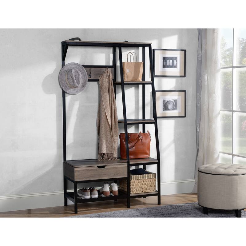 Coolidge Industrial Look Hall Tree - Brown