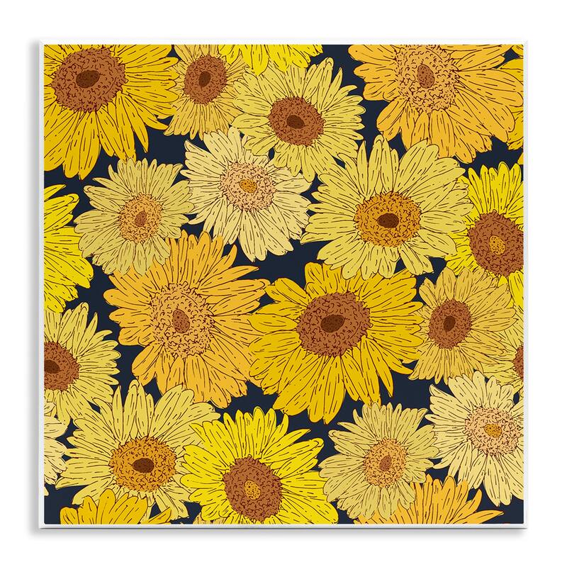 Stupell Charming Country Sunflowers Pattern Wall Plaque Art Design By Sazerelli Designs - 12 x 12