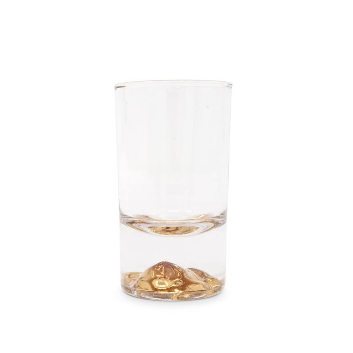Liquor Glasses with Gold Rim and Gold Reflection Base, Set of 6