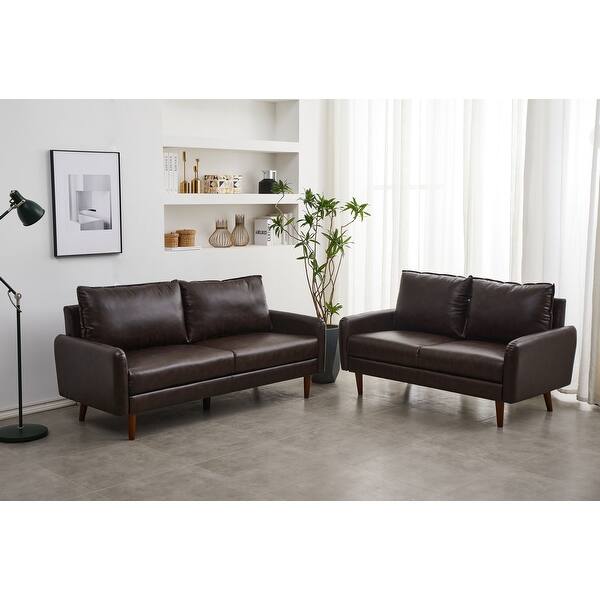 Faux leather 2 Piece Loveseat and Sofa Living Room Set - Bed Bath ...