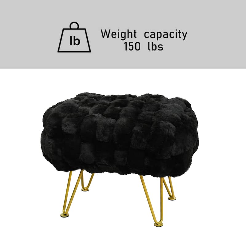 Soft Fauxfur Pouf Stool Ottoman Fuzzy Entryway Bench Seat 27"x20"x19"