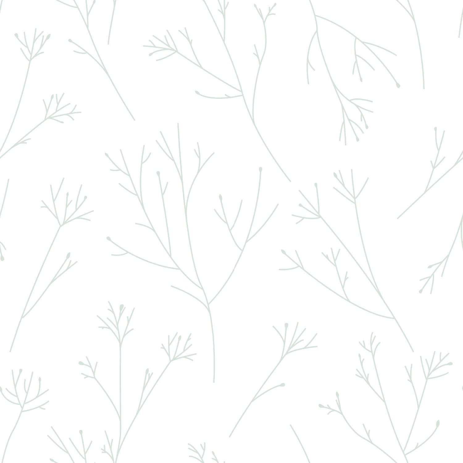 RoomMates Green & White Twigs Peel and Stick Wallpaper