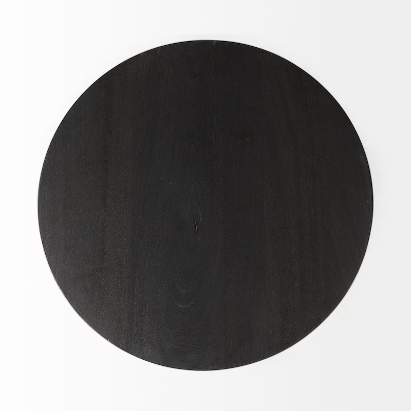 Maxwell Dark Brown Wood w/Black Metal Pedestal Round Side Table