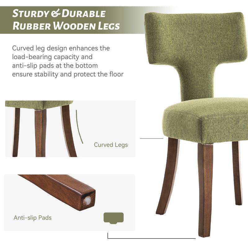 Upholstered Mordern Design T Back Dining Side Chair- Set of 2