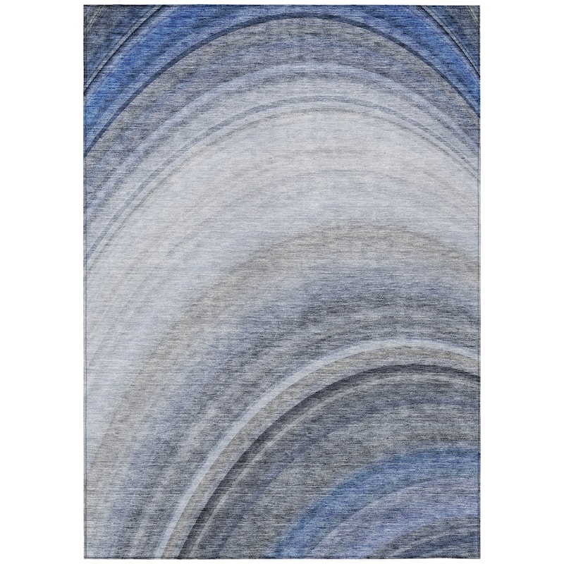 Machine Washable Indoor/ Outdoor Chantille Abstract Wave Rug