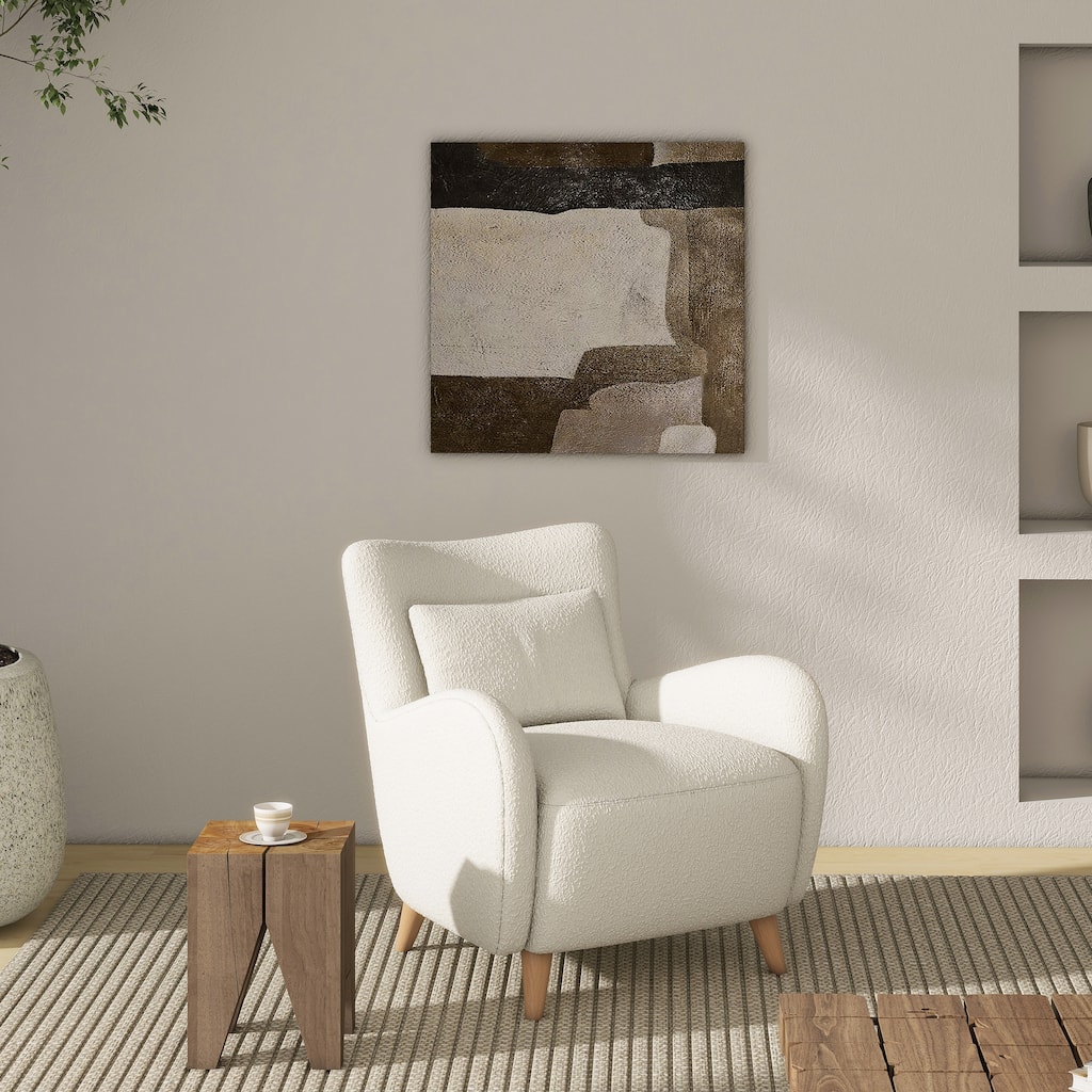 Lune 30" Boucle Faux Sherpa Curved Arm Accent Chair