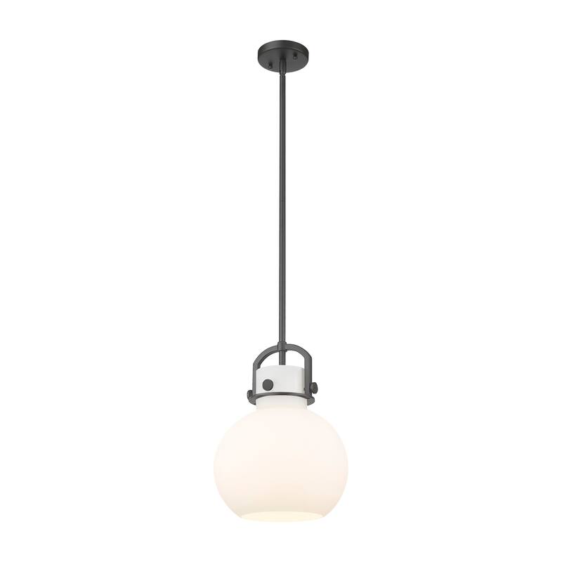 Innovations Lighting Newton Sphere - 1 Light 10" Stem Hung Pendant - Matte White/Matte Black