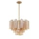 preview thumbnail 1 of 5, Addis 6 Light Aged Brass Chandelier - 19.75"W x 14"H x 19.75"D