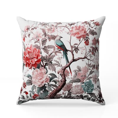 Bloom Bower Bliss Indoor/Outdoor Reversible Throw Pillow Pink and Green