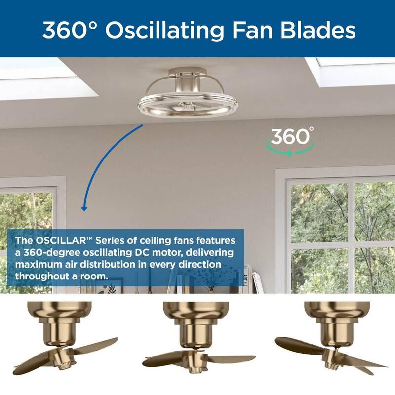 Burnett Collection Oscillating Three-Blade Matte Black Modern Traditional Ceiling Fan with Brushed Bronze Accent