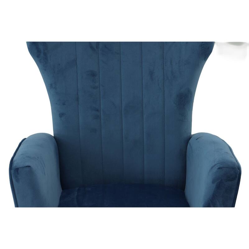 Velvet Upholstered Wingback Armchair - 41.25" - Navy Blue