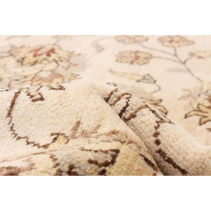 ECARPETGALLERY Hand-knotted Peshawar Oushak Cream Wool Rug - 8'10 x 9'2