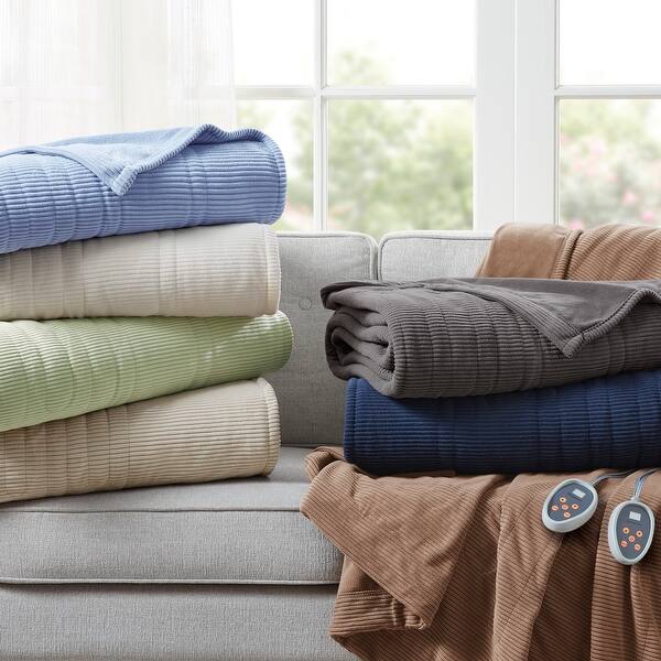 Beautyrest Ribbed Microfleece Fullsize Heated Blanket Overstock