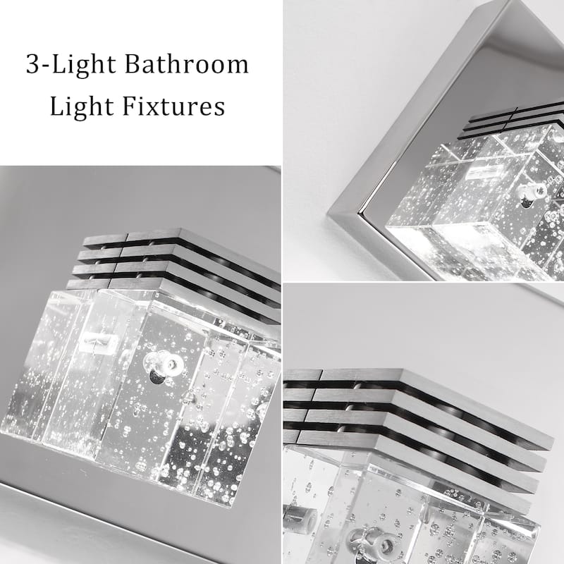 3-Light LED Chrome Bathroom Vanity Light, Classic Wall Sconces for Dining Room Living Room