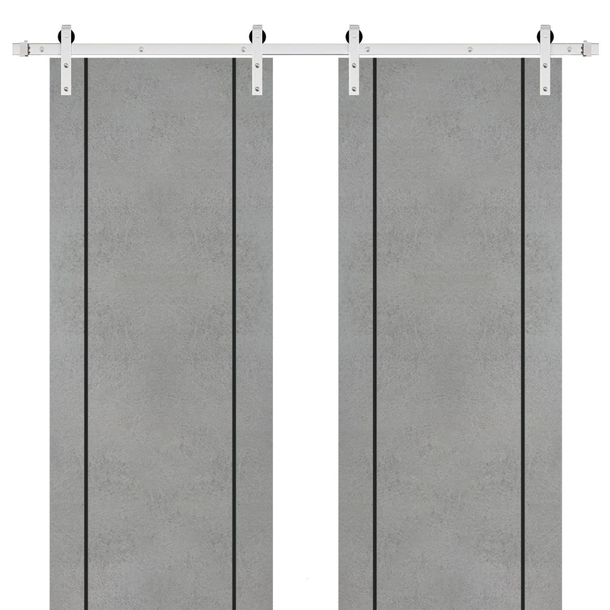 Sturdy Double Barn Door 36 x 80 with Planum 0016 Concrete with 13FT