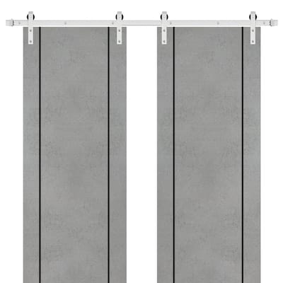 Sturdy Double Barn Door 36 x 80 with Planum 0016 Concrete with 13FT