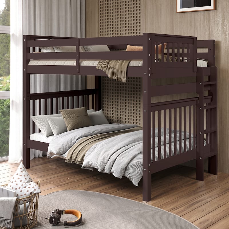 Taylor & Olive Trillium Full over Full Bunk Bed with End Ladder - Dark Cherry