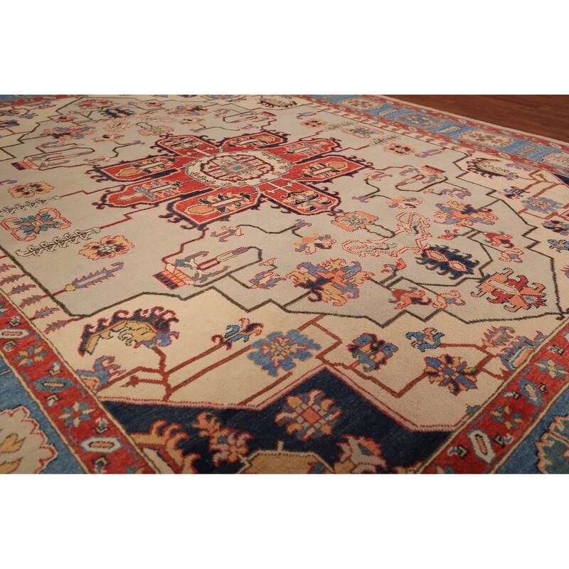 Vegetable Dye Heriz Area Rug Handmade Wool Carpet - 8'0" x 10'1"
