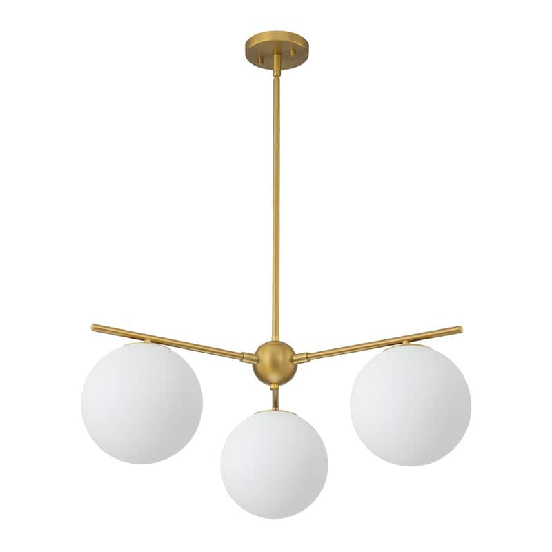 Mid-century Modern Milky White Layered Sputnik Glass Globe Chandelier
