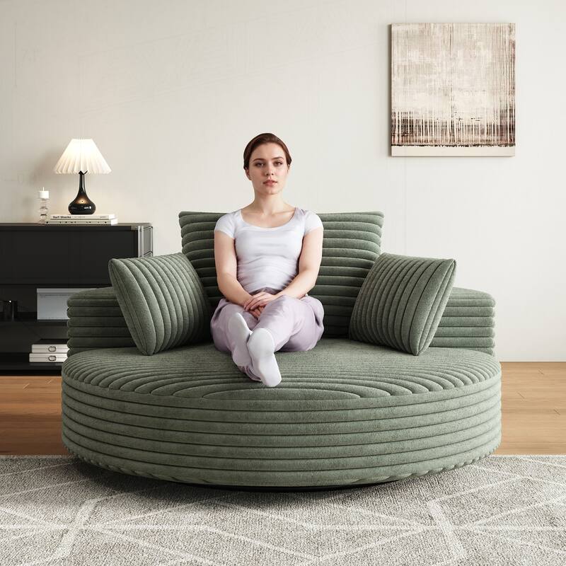 Comfortable Corduroy Foam Swivel Chair for Various Rooms, Enhancing Relaxation