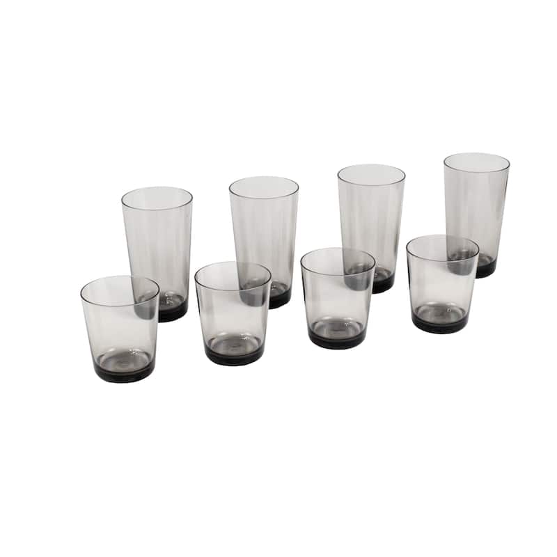 Abode Homewares Simple Acrylic Drinkware Set - Set of 8 - Grey