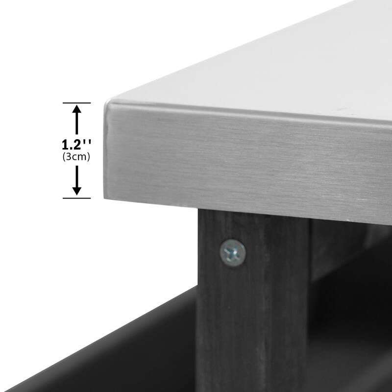 Outdoor Kitchen Island, Rolling Bar Cart & Storage Cabinet, Outdoor Grill Table with Stainless Steel Top, Spice Rack