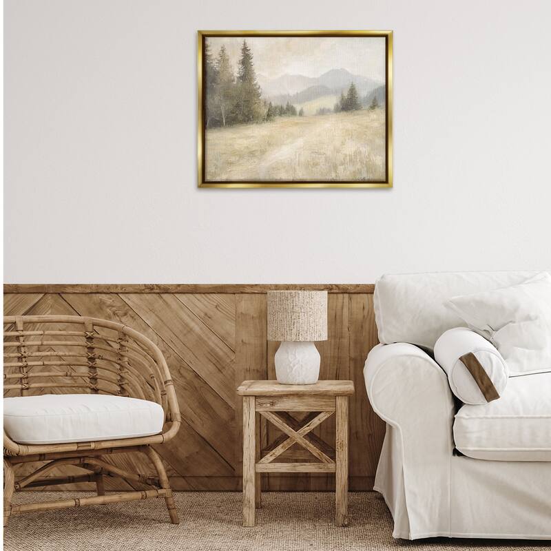 Stupell Fog on Mountain Valley Framed Floater Canvas Wall Art Design By Petal Prints Design