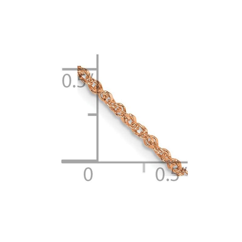 Curata 14K Rose Gold Solid Polished Lobster Claw Closure 1.7mm Ropa Chain Bracelet