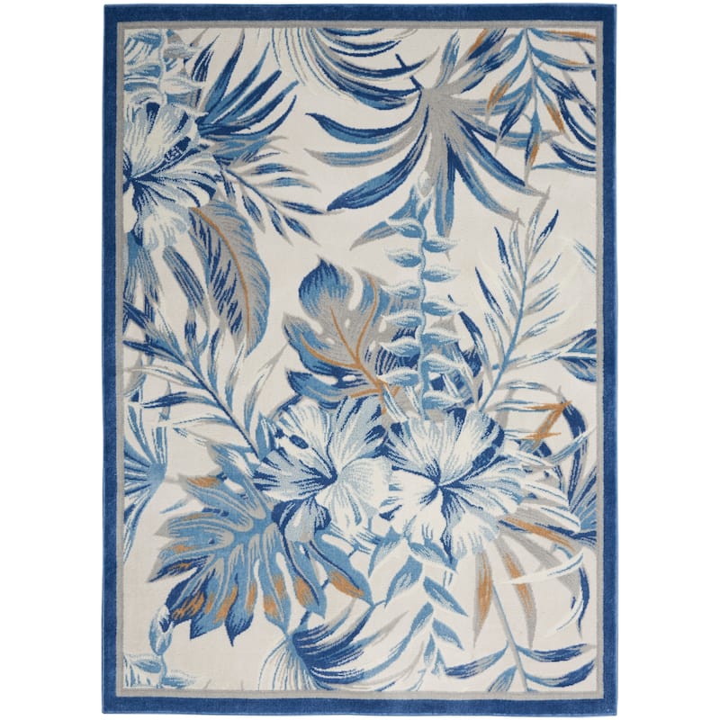 Nourison Seaside Tropical Modern Textured Indoor Rug - Ivory/Blue - 5'3" x 7'3"