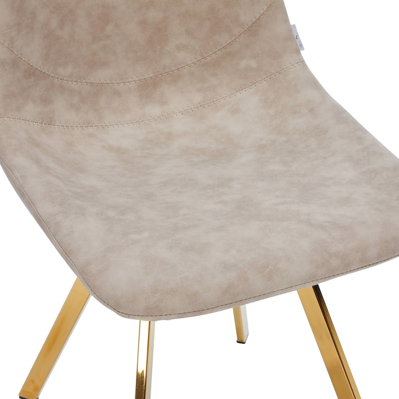 Markley Leather Dining Chair Set of 2 With Gold Metal Legs Modern Accent Side Chair