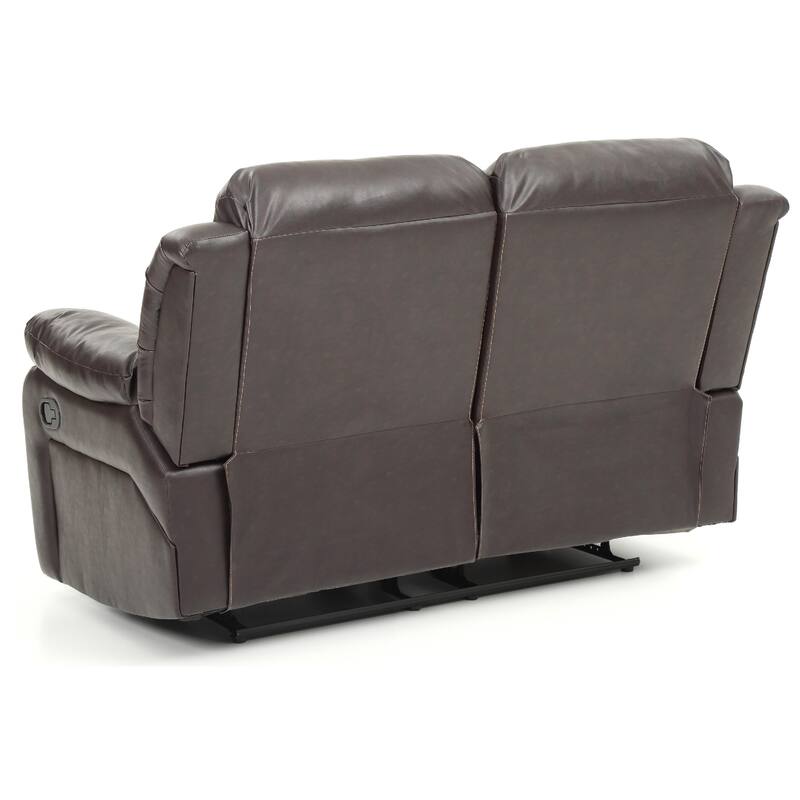 Flared Arm Tufted Faux Leather Straight Reclining Sofa - 62" - Dark Brown