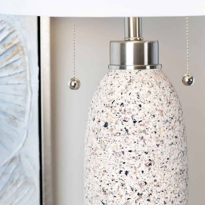 Tristan 34" Twin Pull Chain Table Lamp with Drum Shade, Beige - Set of 2 - 16" x 16" x 33.5"