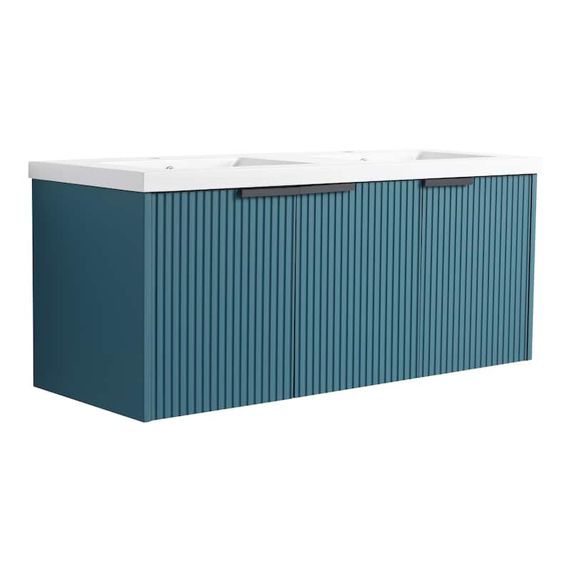 Wall Mounted Bathroom Vanity with Resin Double Sink