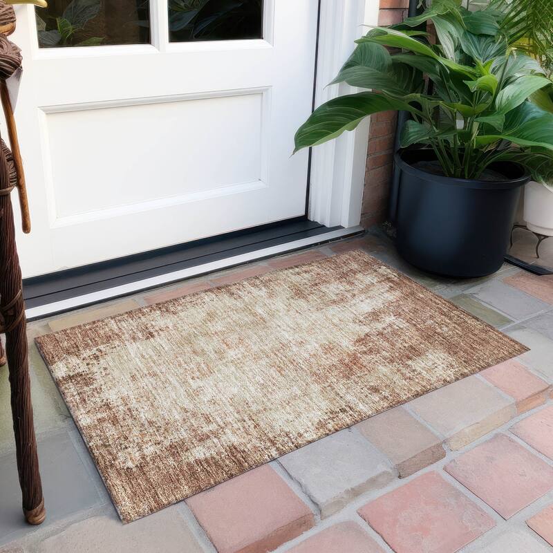 Machine Washable Indoor/ Outdoor Chantille Rug - Paprika - 1'8" x 2'6"