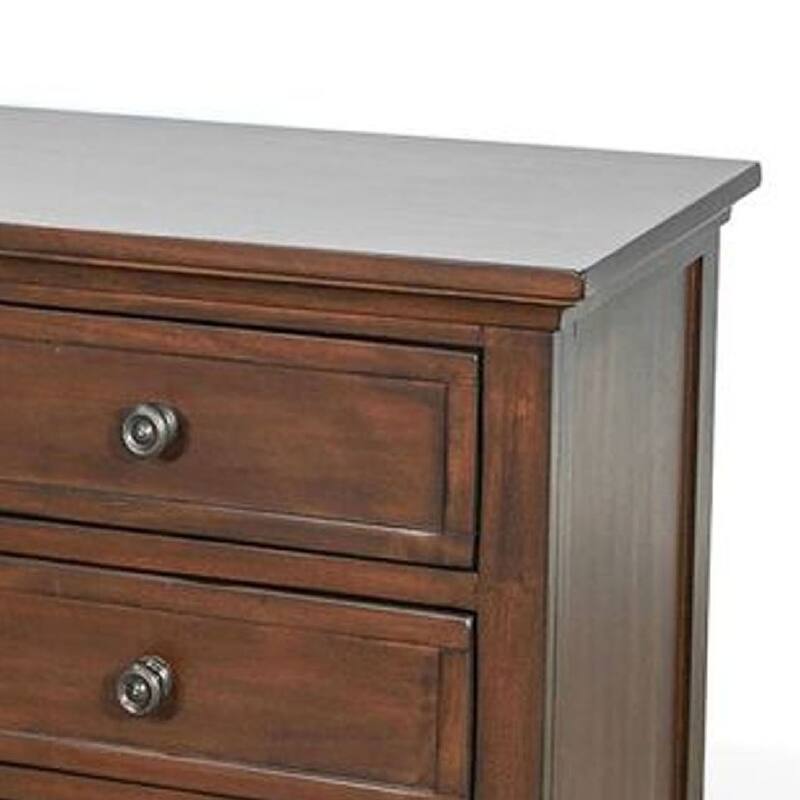 Xyla 72 Inch TV Stand Media Cabinet, Glass Door, 6 Drawers, Brown