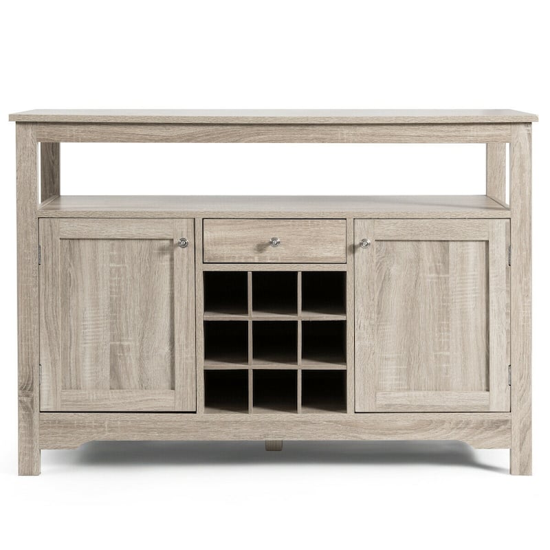 Gymax Buffet Server Sideboard Wine Cabinet Console Table Grey Home
