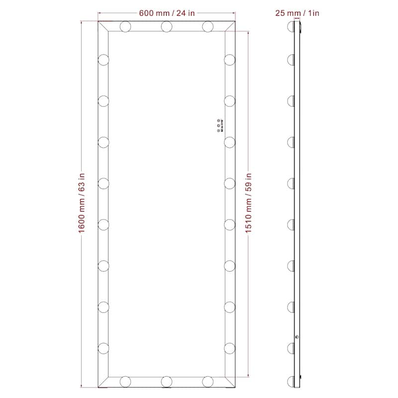 Full Length Vanity Mirror with LED Lights, Floor Dressing Mirror
